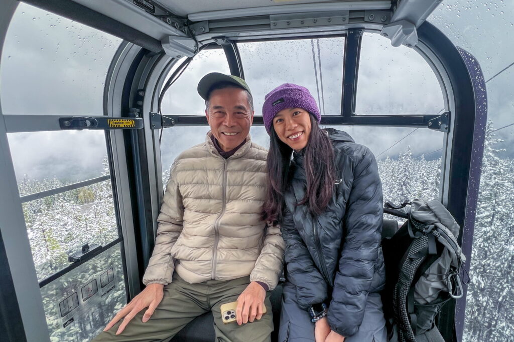 Sitting in the cabin of Banff Gondola