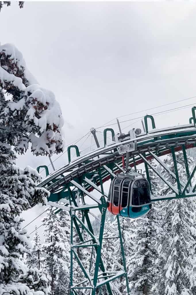 Banff Gondola covered in snow in May.