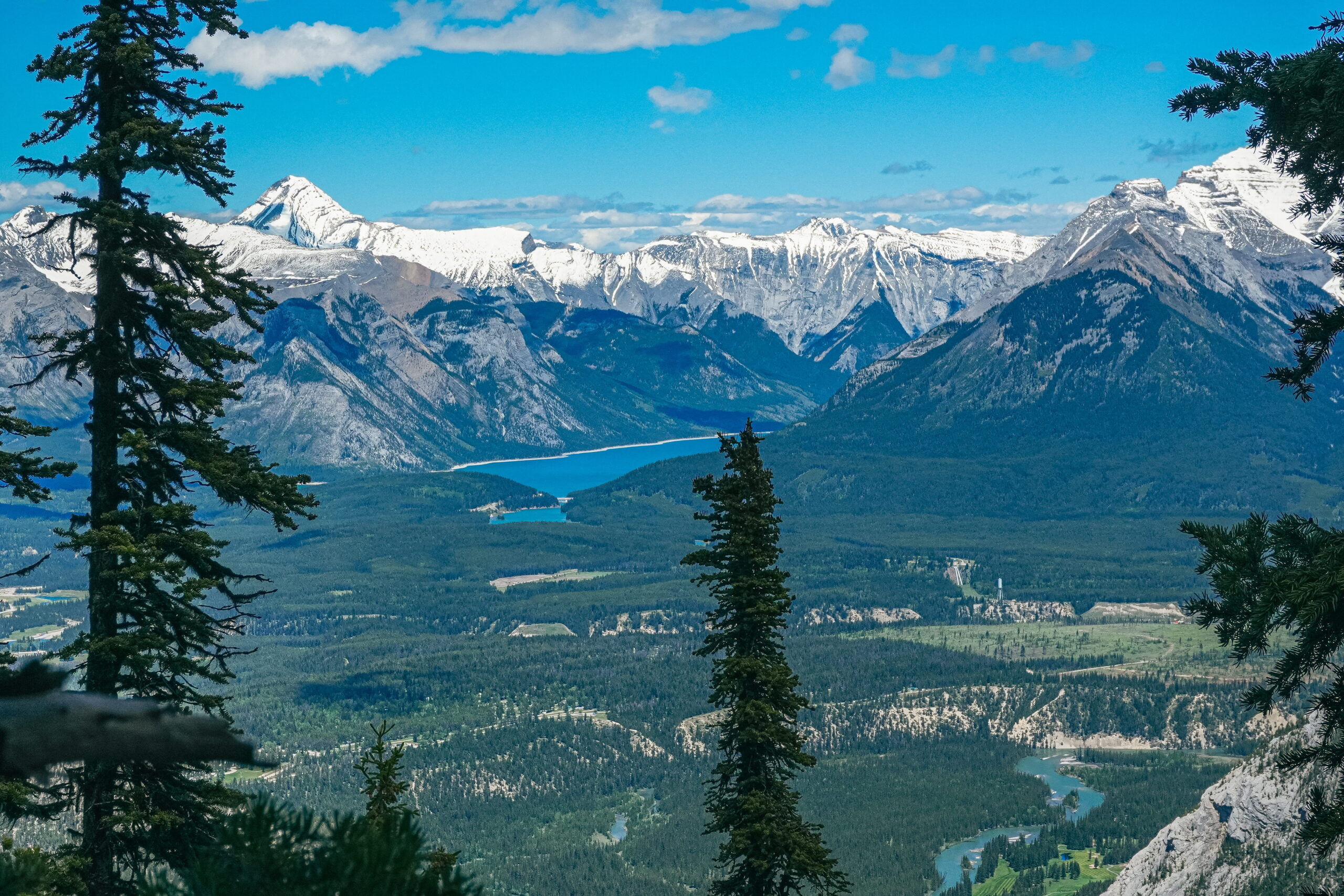 view of Bow Vally in Banff from Sulphur Mountain trail