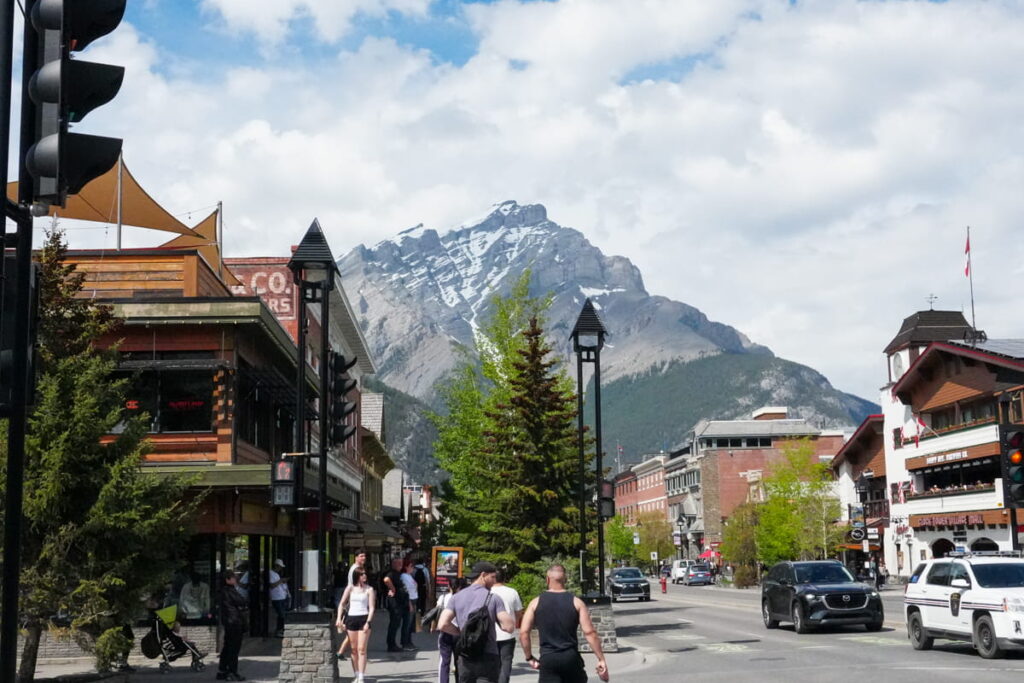 Walking on the main street in Banff Town