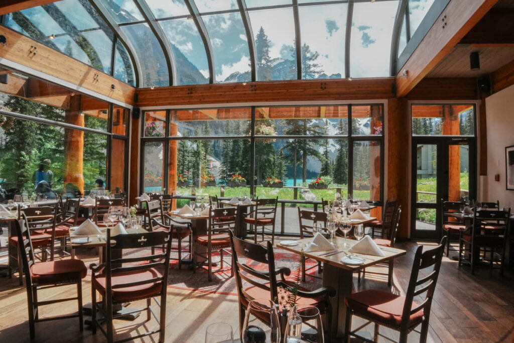 Moraine Lake Lodge dinging room, the Walter Wilcox Dining Room.