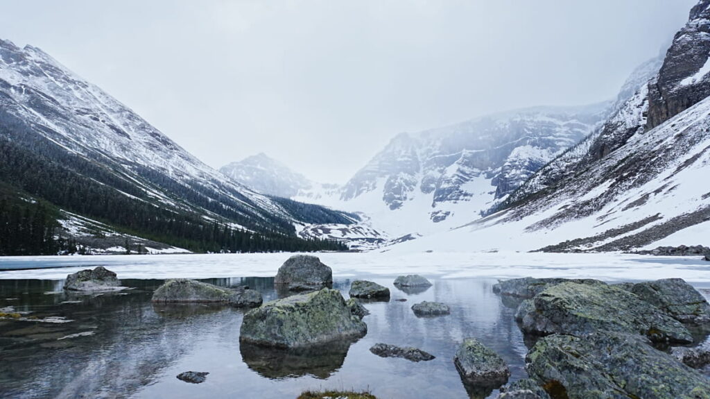Frozen Consolation Lake in Banff National Park